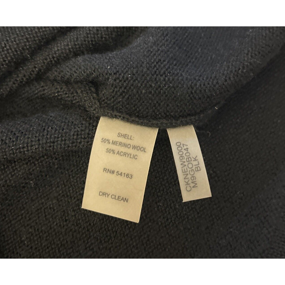 Calvin Klein Sweater Dress Wool Blend Women's Sz S Black Short Sleeve Tie Waist - Picture 7 of 7